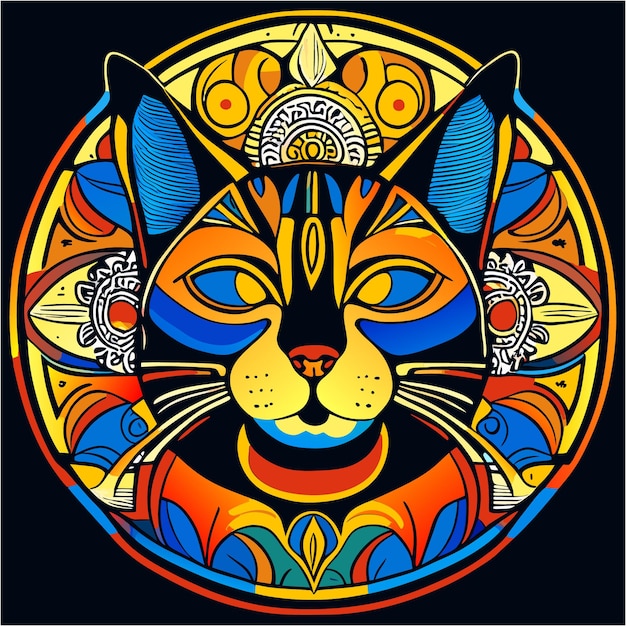 コズミック コネクション ターキッシュ アンゴラ猫と素朴なマンダラ T シャツが合体
