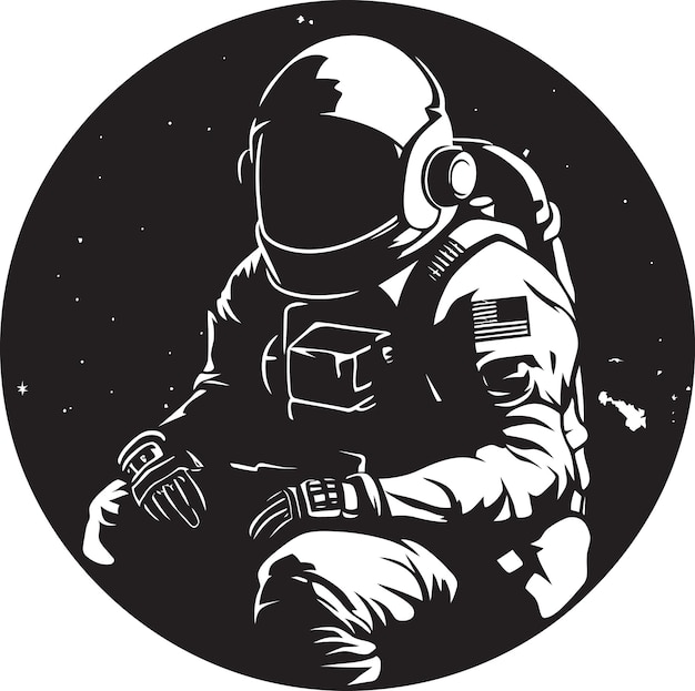 Esploratore cosmico astronauta vettore emblema pioniere spaziale iconica del logo del casco nero