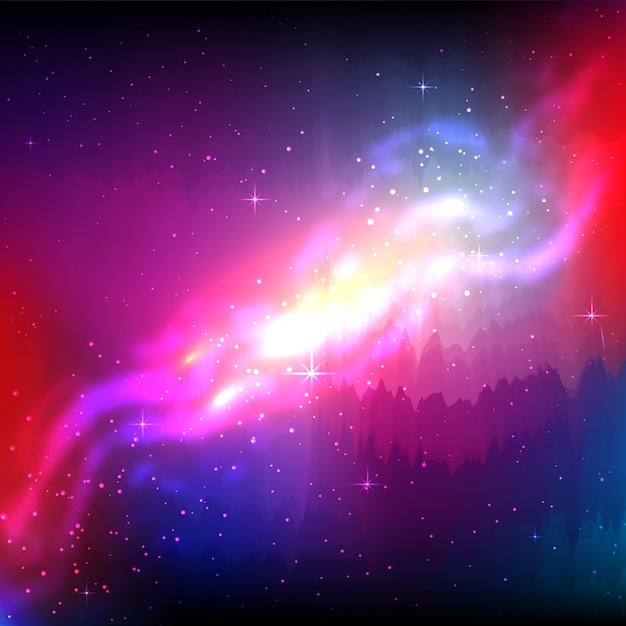 Vettore sfondo di galassia cosmica con nebulosa