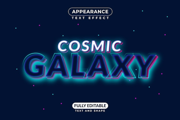 Vector cosmic galaxy space text effect style appearance