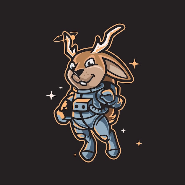 Vector cosmic jackalope cartoon mascot