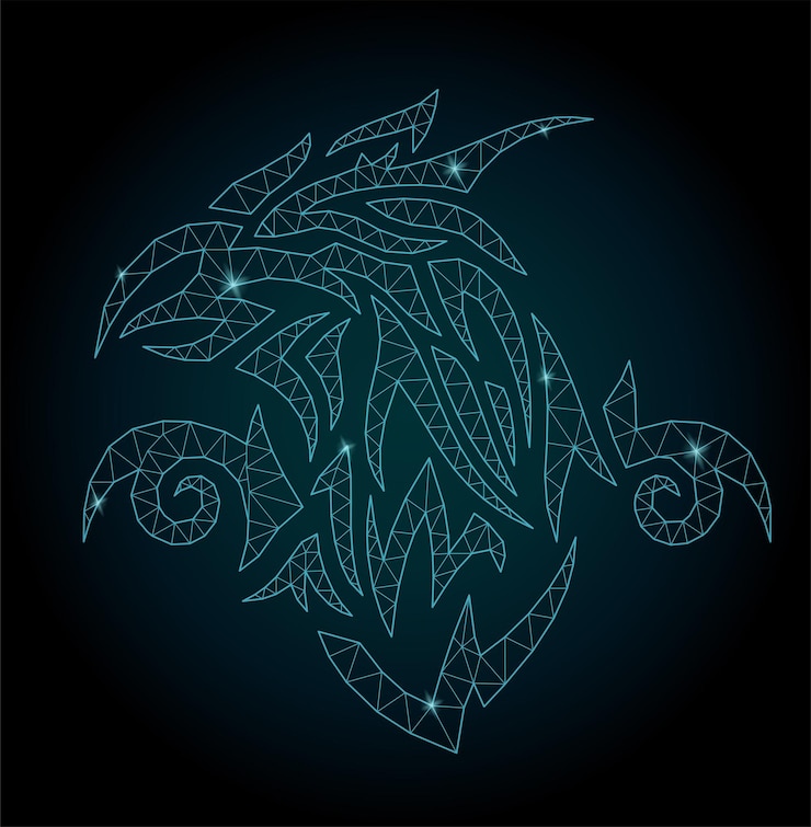 Vector cosmic low poly art with bird of prey head