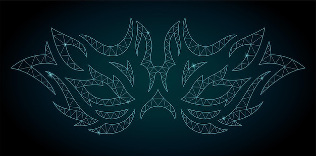 Vector cosmic low poly art with shiny decorative mask