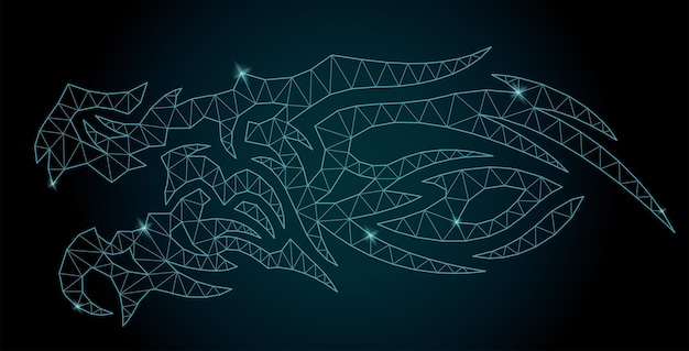 Vector cosmic low poly art with shiny dragon head