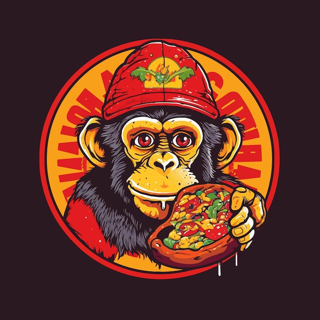 Cosmic primate psychedelic monkey logo tshirt design vector