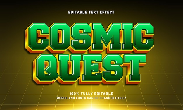 Cosmic quest bewerkbare tekst-effect met een sterrenstelsel en kosmische tekst stijl