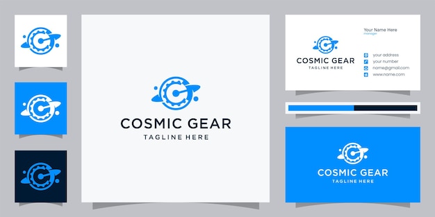 Cosmic with gear logo design inspiration