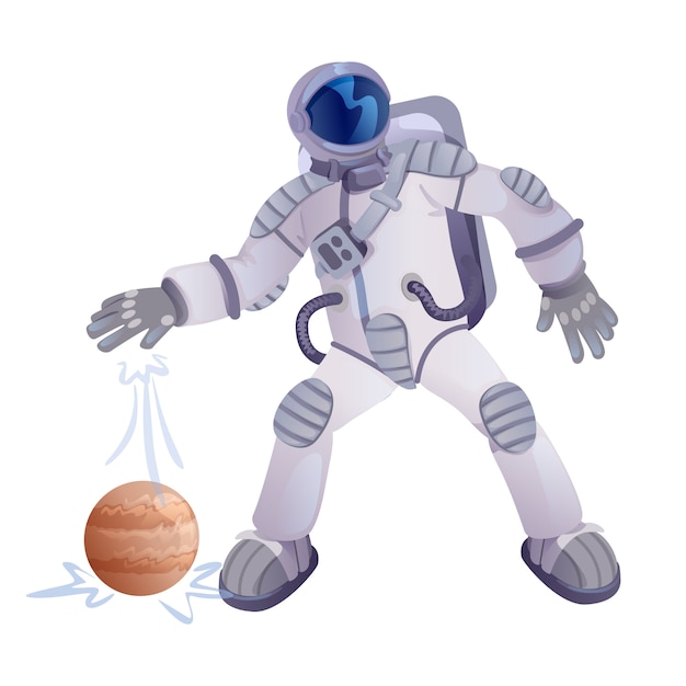 Cosmonaut and planet illustration