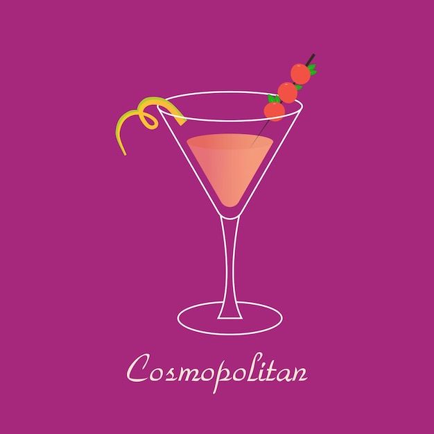 Vettore cosmopolitan cocktail fresche bevande estive