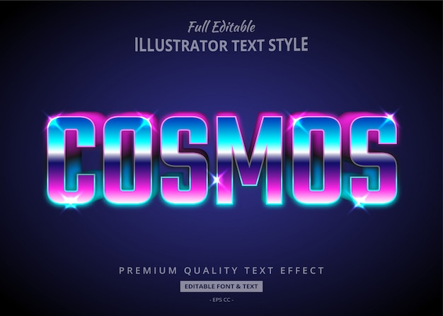 Vector cosmos retrowave text style effect