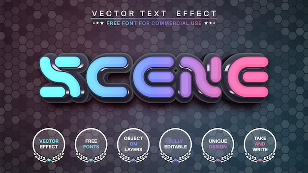Vector cosmos space edit text effect editable font style