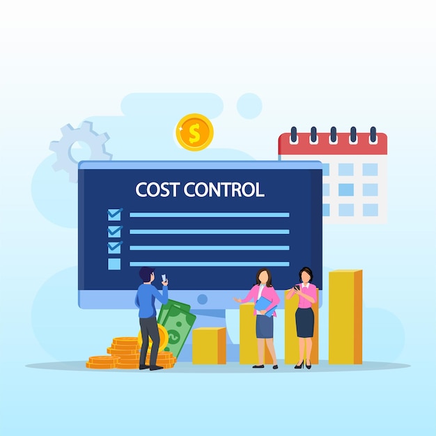 Cost control concept Idea of financial planning savings flat vector illustration