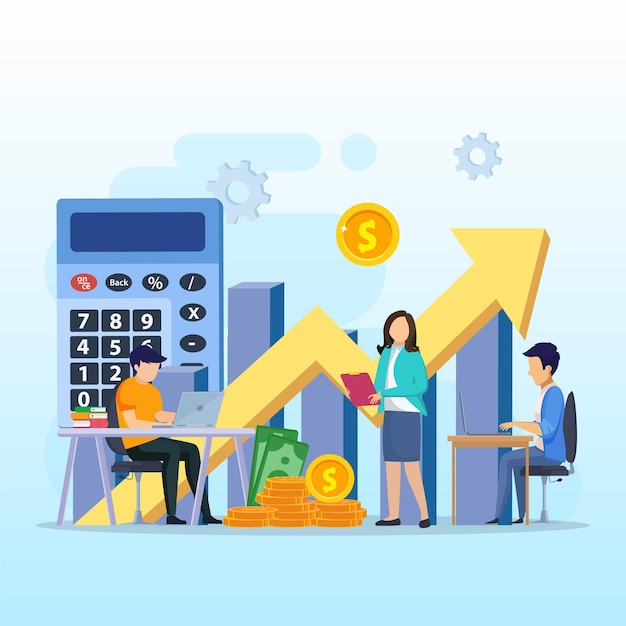 Concetto di controllo dei costi illustrazione vettoriale piatta del risparmio di pianificazione finanziaria