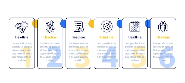 Vector cost effective financial efficiency 6 steps infographic with line icons