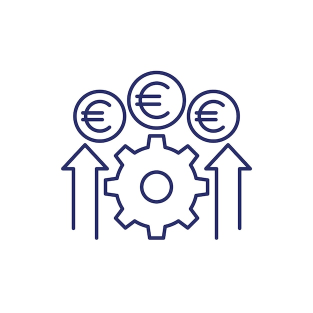 Vector cost effective financial efficiency line icon with euro