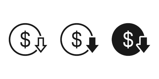 Cost reduction icon vector or Dollar decrease sign