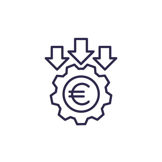 cost reduction line icon with euro