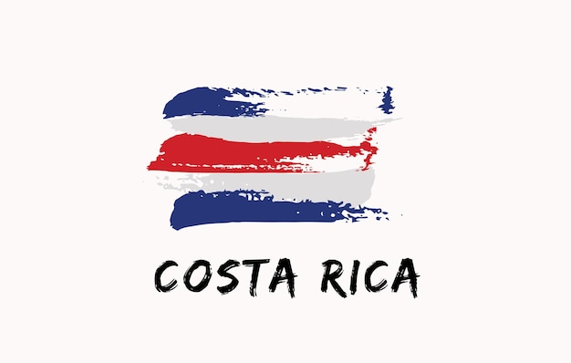 Costa Rica brush painted country flag Painted texture white background National day or Independence