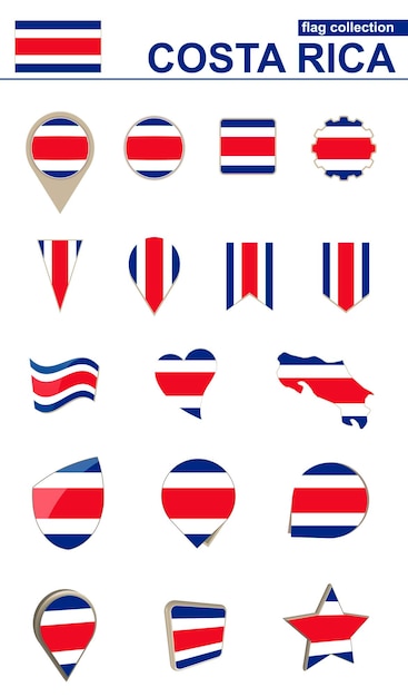 Costa Rica Flag Collection Grote set voor design