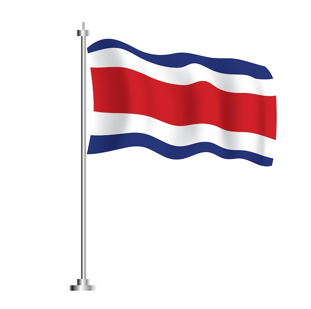 costa rica flag isolated wave flag of costa rica country