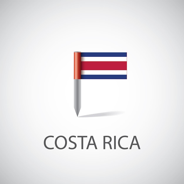 Perno della bandiera della costa rica su sfondo bianco