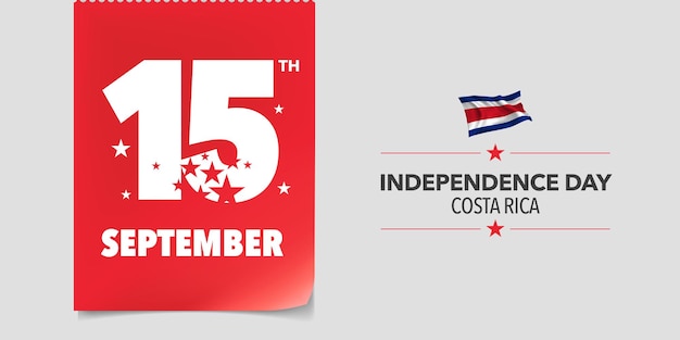 Costa rica gelukkige onafhankelijkheidsdag. costa ricaanse nationale feestdag 15 september achtergrond met elementen van vlag in een creatief horizontaal ontwerp