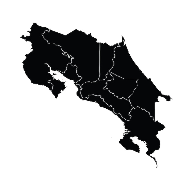 Costa rica landkaart vector met regionale gebieden