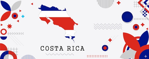 Vettore mappa della costa rica bandiera giorno nazionale banner design bandiera tema arte web illustrazione vettoriale di sfondo