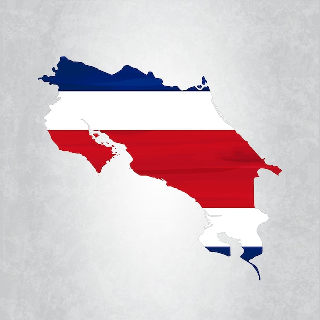 Costa Rica map with flag