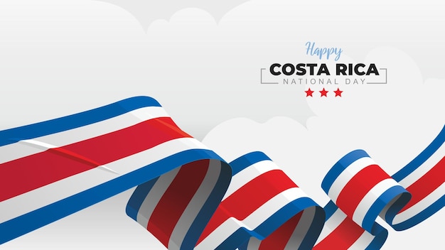 Costa Rica Nationale Feestdag groet banner met wapperende nationale vlag op witte wolk vectorillustratie