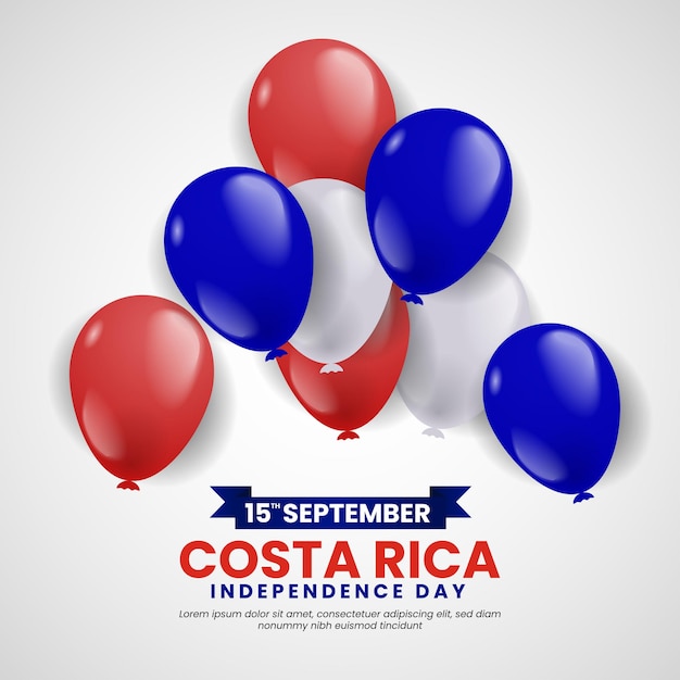 Costa Rica Onafhankelijkheidsdag achtergrond met ballonnen vector illustratie
