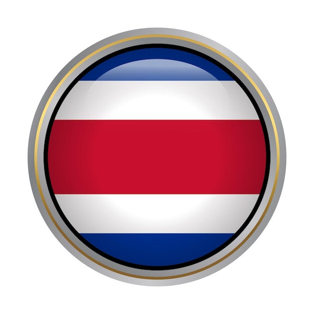 Costa Rica vlag cirkel vorm knop glas textuur op wit