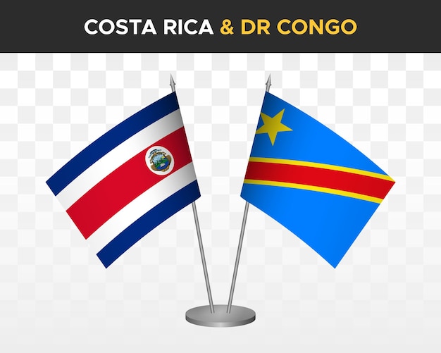 Вектор Коста-рика против демократического конго доктор стол флаги макет изолированные 3d векторные иллюстрации флаги таблицы
