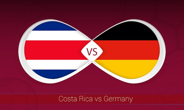 Costa rica vs germany in football competition group a versus icon on football background