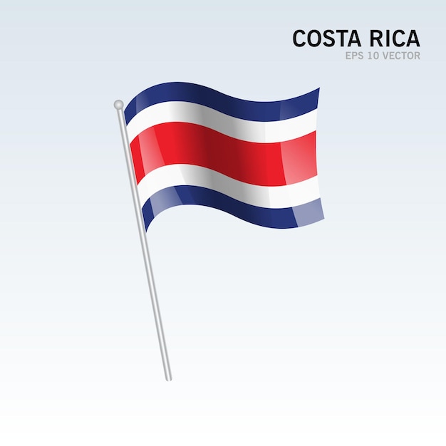 Costa Rica waving flag isolated on gray