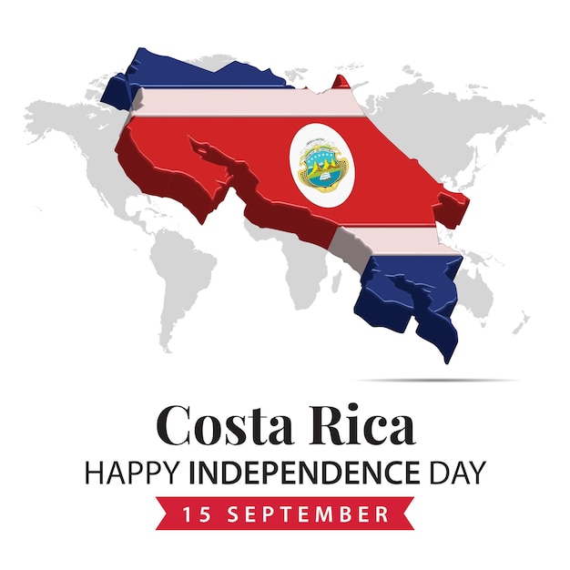 Vector costa rice independence day 3d rendering costa rice independence day illustration with 3d map