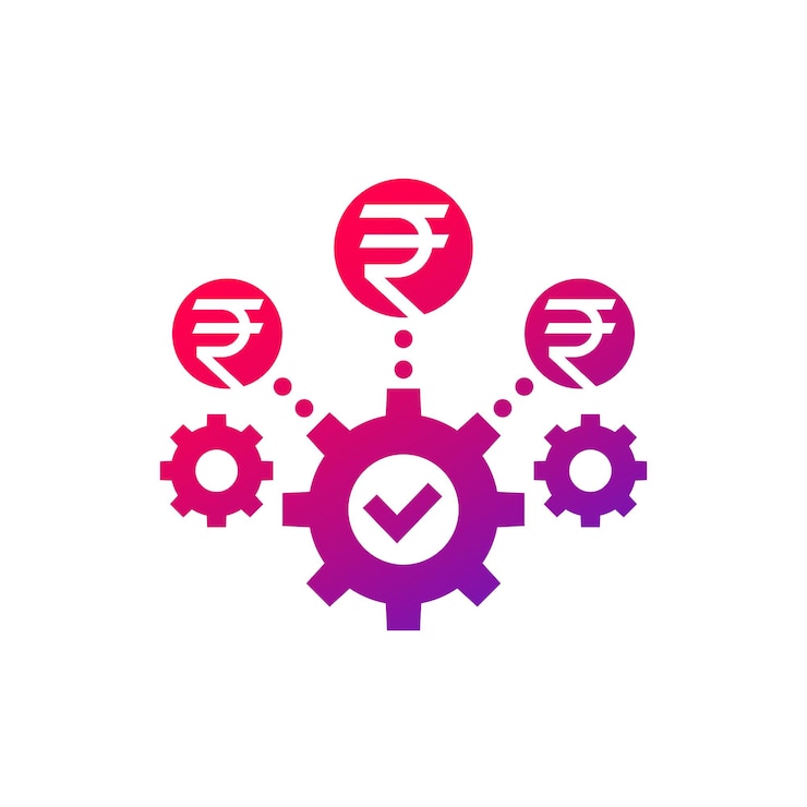वेक्टर costs optimization and business efficiency icon with indian rupee