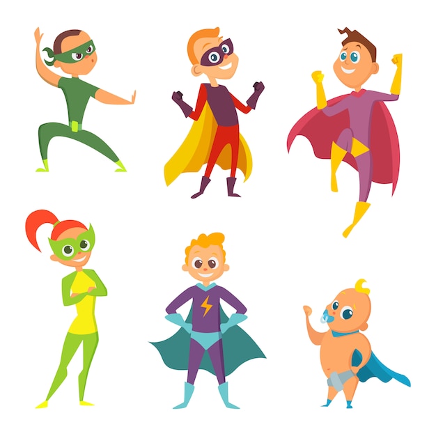 Costume of superheroes kids. 