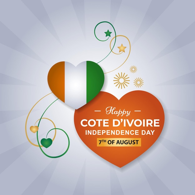 Cote D'Ivoire Heart Flag for Independence Day