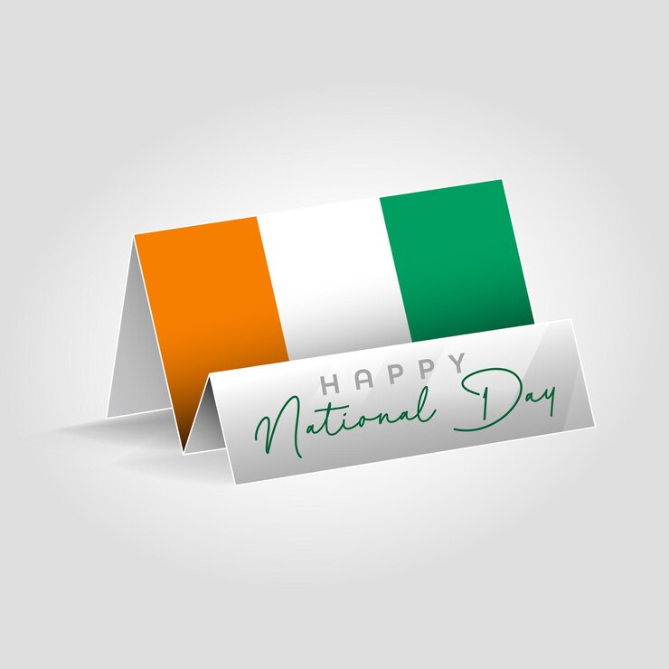 Vector cote divoire country paper flag standing on the ground happy national day flag design