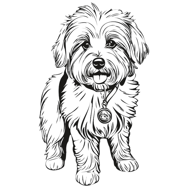 Coton de Tulear hond vector gezicht tekening portret schets vintage stijl doorzichtige achtergrond schets tekening