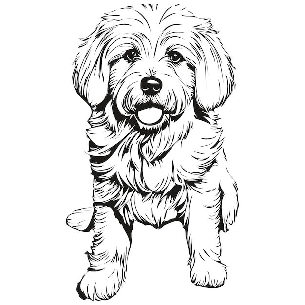 Coton de Tulear hond zwarte tekening vector geïsoleerde schminken schets lijn illustratie klaar t-shirt afdrukken