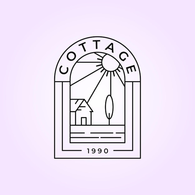 Cottage badge logo vector minimalist line art design