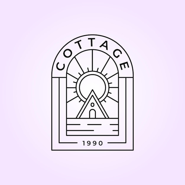 Cottage badge logo vector minimalist line art design