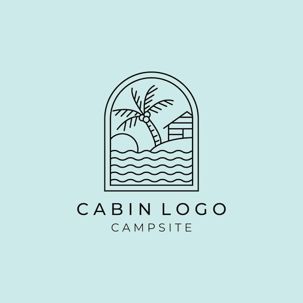 Cottage o linea di cabina arte semplice minimalista vettore logo illustrazione design distintivo cottage