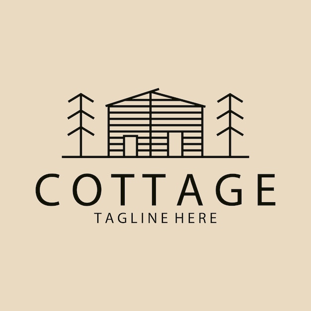 Cottage line art logo icon and symbol vector illustration design