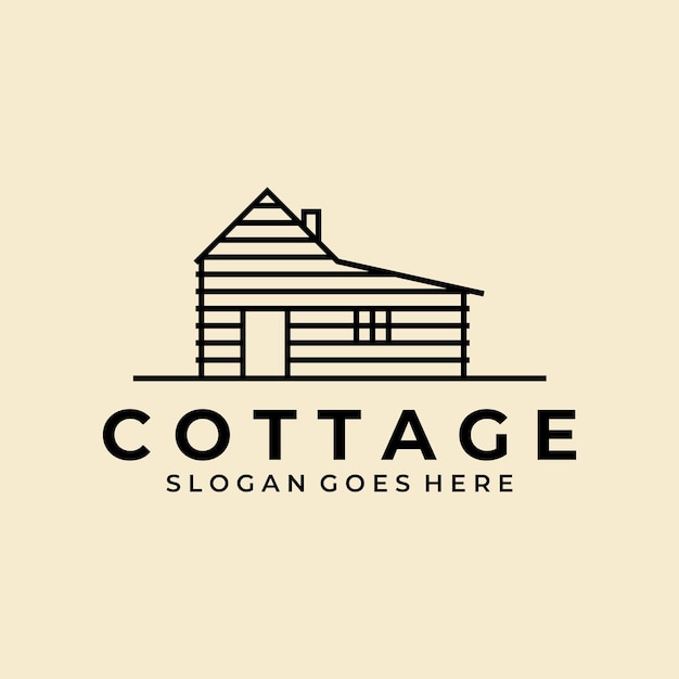 Cottage line art logo vector minimalist design