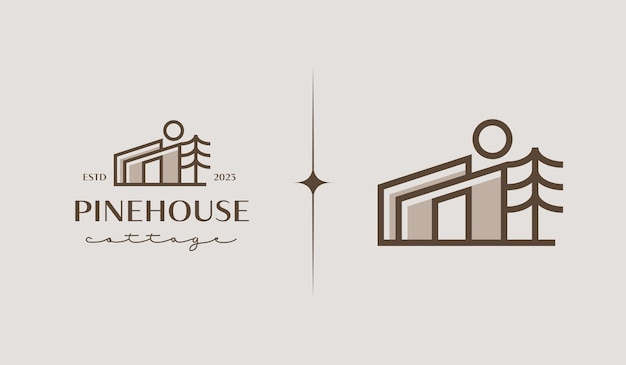 Cottage Pine House Logo Template Universal creative premium symbol Vector illustration Creative Minimal design template Symbol for Corporate Business Identity