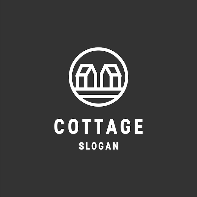 Cottage Simple Concept-logo op zwarte achtergrond