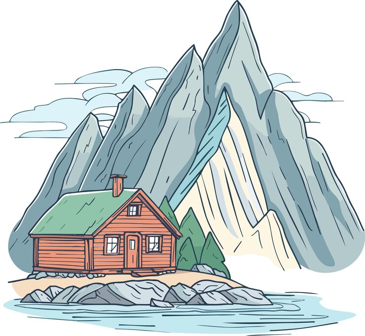 Vector cottage vector vintage huis bloem illustraties huisdecoratie